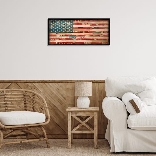 Stupell Industries Patriotic Collaged Flag Framed Giclee Art